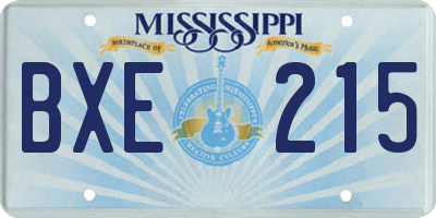 MS license plate BXE215