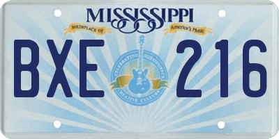 MS license plate BXE216