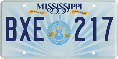 MS license plate BXE217