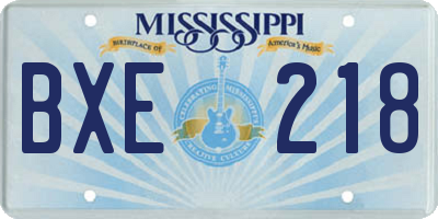 MS license plate BXE218
