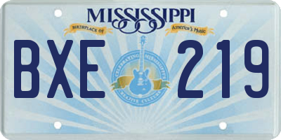 MS license plate BXE219