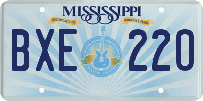 MS license plate BXE220
