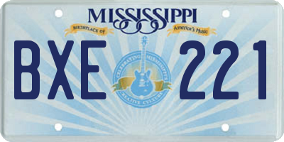 MS license plate BXE221