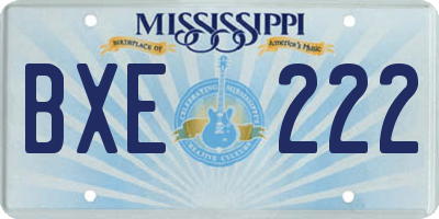 MS license plate BXE222