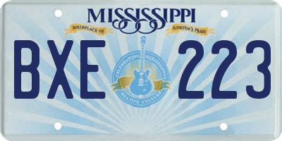 MS license plate BXE223