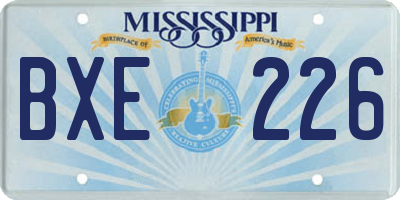 MS license plate BXE226
