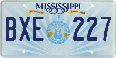 MS license plate BXE227