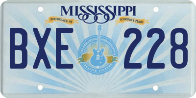 MS license plate BXE228