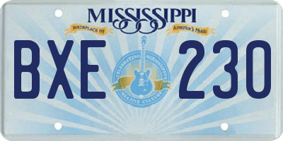 MS license plate BXE230