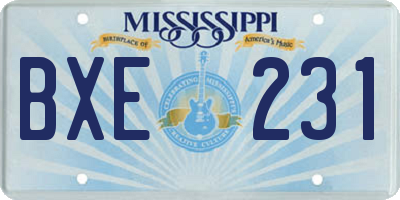 MS license plate BXE231