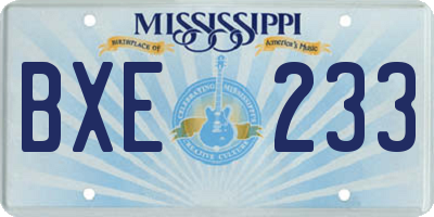 MS license plate BXE233