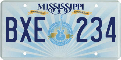 MS license plate BXE234