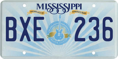 MS license plate BXE236