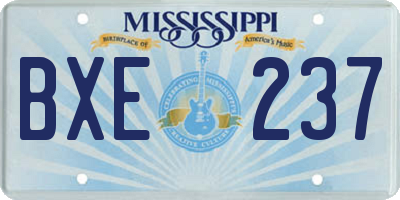 MS license plate BXE237