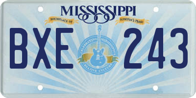 MS license plate BXE243
