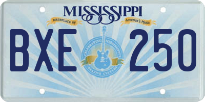 MS license plate BXE250