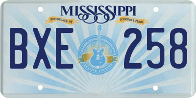 MS license plate BXE258