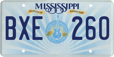 MS license plate BXE260
