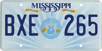 MS license plate BXE265