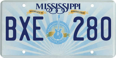 MS license plate BXE280