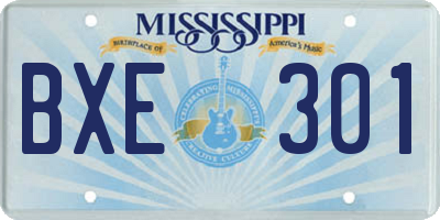 MS license plate BXE301