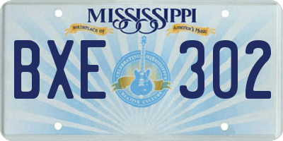 MS license plate BXE302