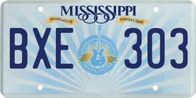 MS license plate BXE303