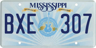 MS license plate BXE307