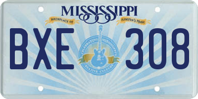 MS license plate BXE308