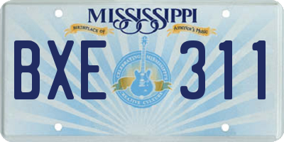 MS license plate BXE311