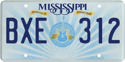 MS license plate BXE312