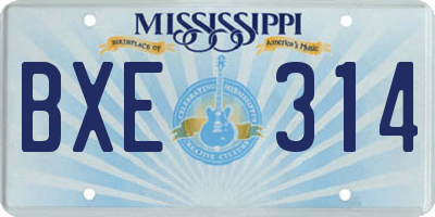 MS license plate BXE314