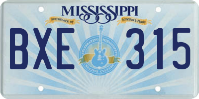 MS license plate BXE315