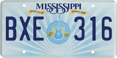 MS license plate BXE316