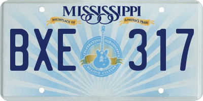MS license plate BXE317