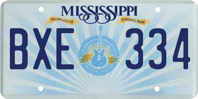 MS license plate BXE334