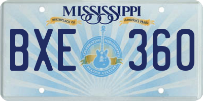 MS license plate BXE360