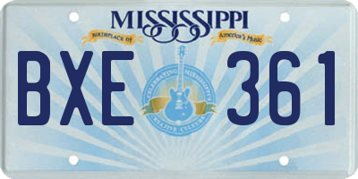 MS license plate BXE361