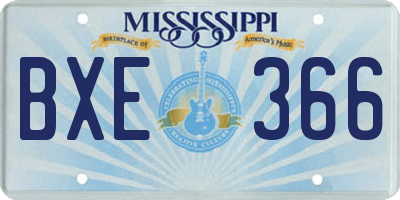 MS license plate BXE366