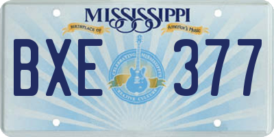 MS license plate BXE377