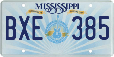 MS license plate BXE385