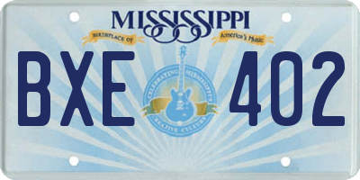 MS license plate BXE402