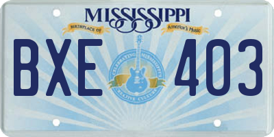 MS license plate BXE403