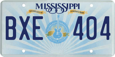 MS license plate BXE404