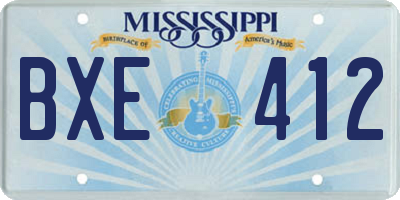 MS license plate BXE412
