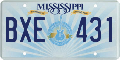 MS license plate BXE431