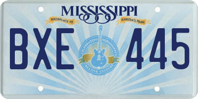 MS license plate BXE445