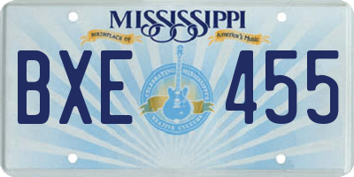 MS license plate BXE455