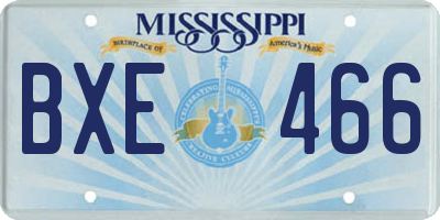 MS license plate BXE466