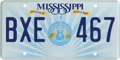 MS license plate BXE467
